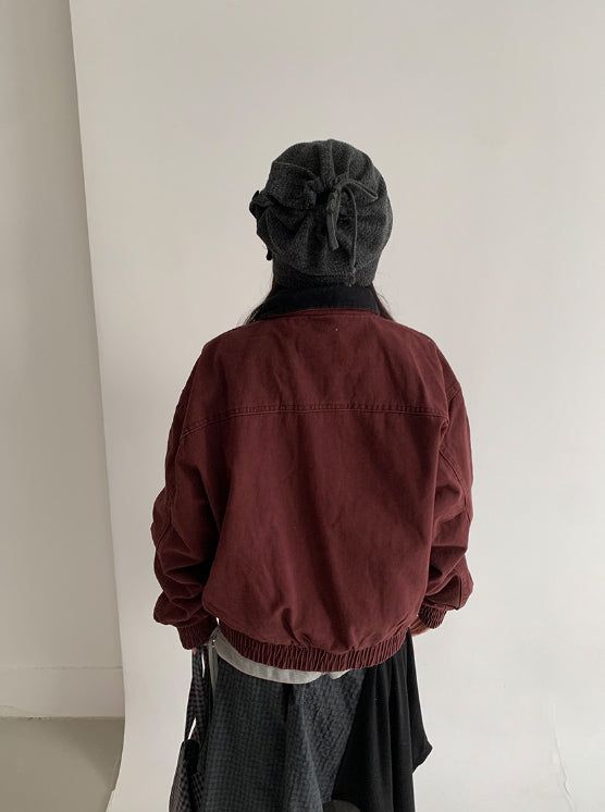 Lano Washing Color Matching Collar Work Jacket