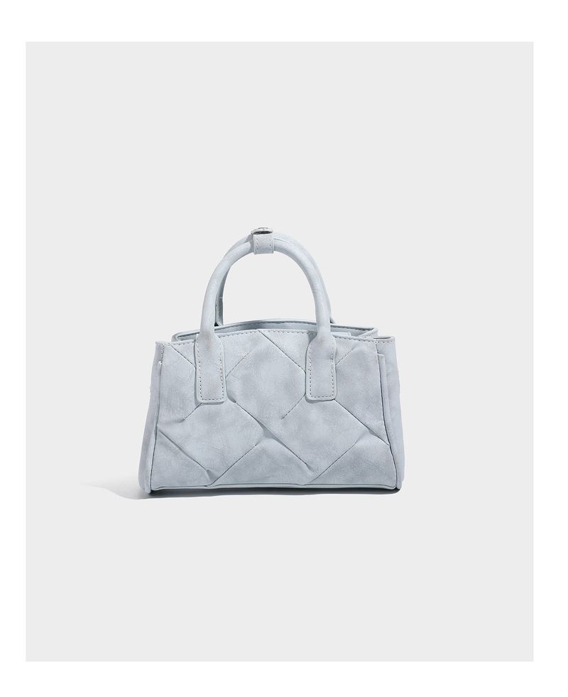 Square quilted mini tote bag with silver buckle crossbody bag