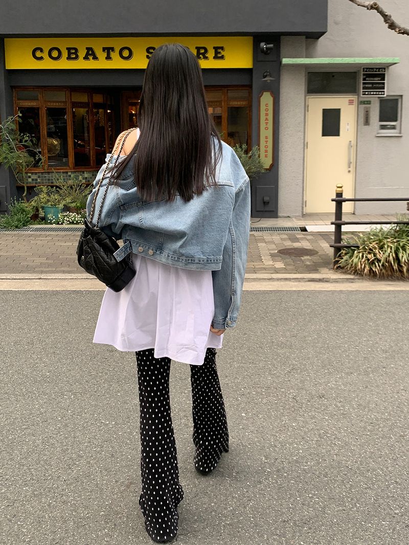 [MADE] Dot Pleated Long Bootcut Pants