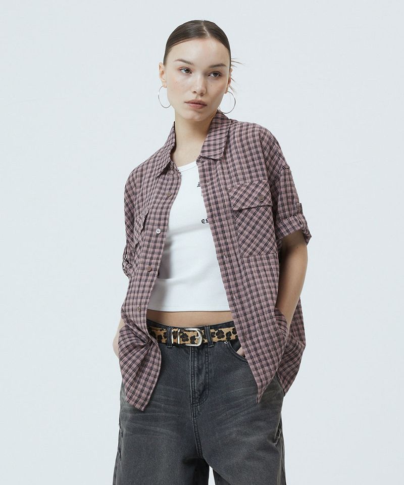 mahagrid(マハグリッド)の「ROLL-UP CHECK HALF SHIRT(Tops)」