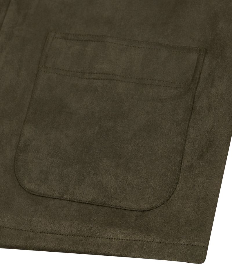87-STAN033 [Vegan Suede] Bold Waistich Suede Jacket Khaki