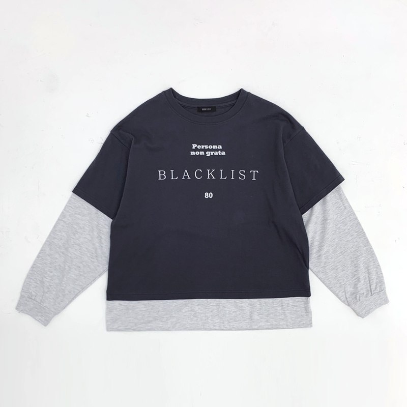 Blacklist lettering Layered tee (Charcoal/Grey)