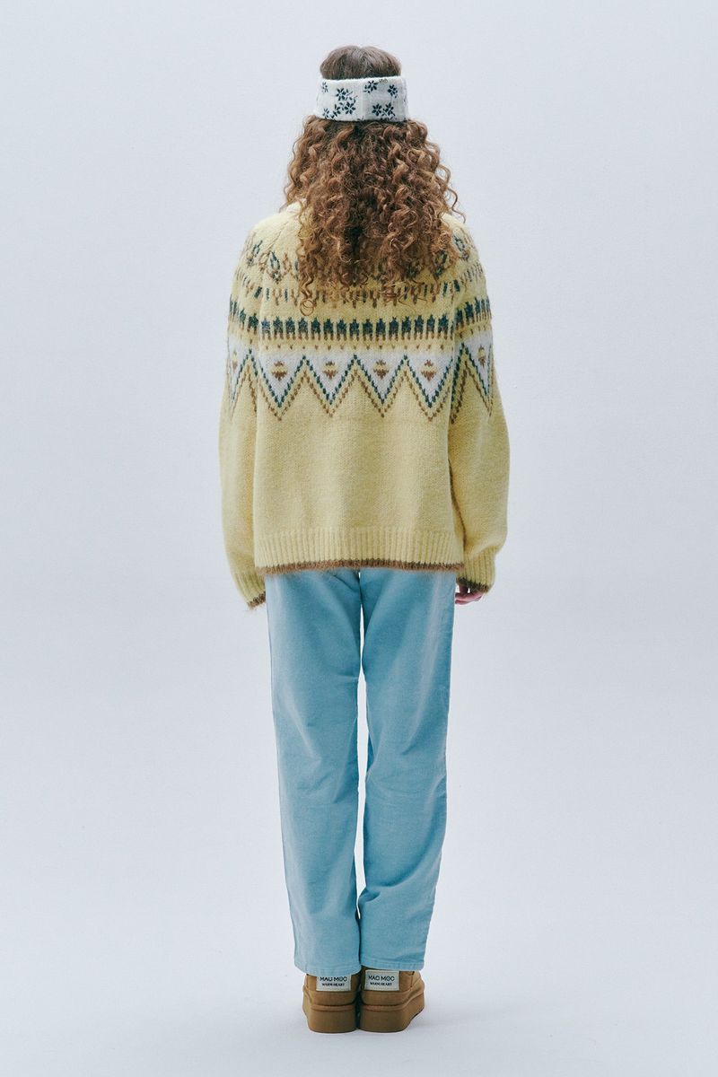 Atelier Jacquard Knit Cardigan [Lemon]