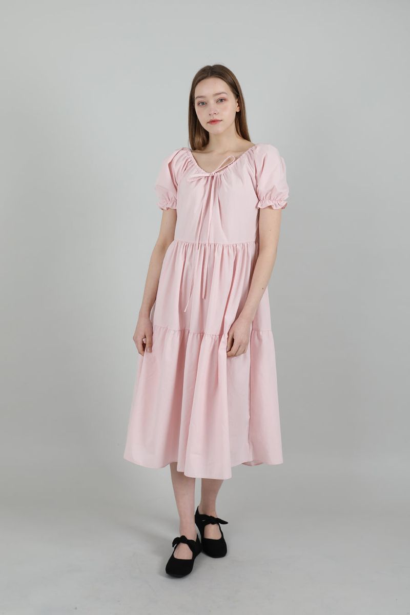 cattline（カトリーヌ）の「Romantic Shirring Long Onepiece Pink（Dresses）」