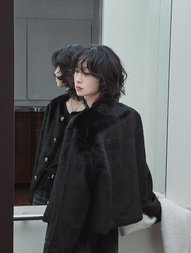 Mink reversible crop antique jacket