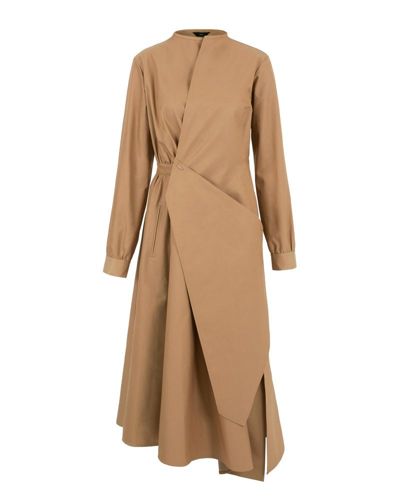 Asymmetry Draped Waterproof Coat _ Beige