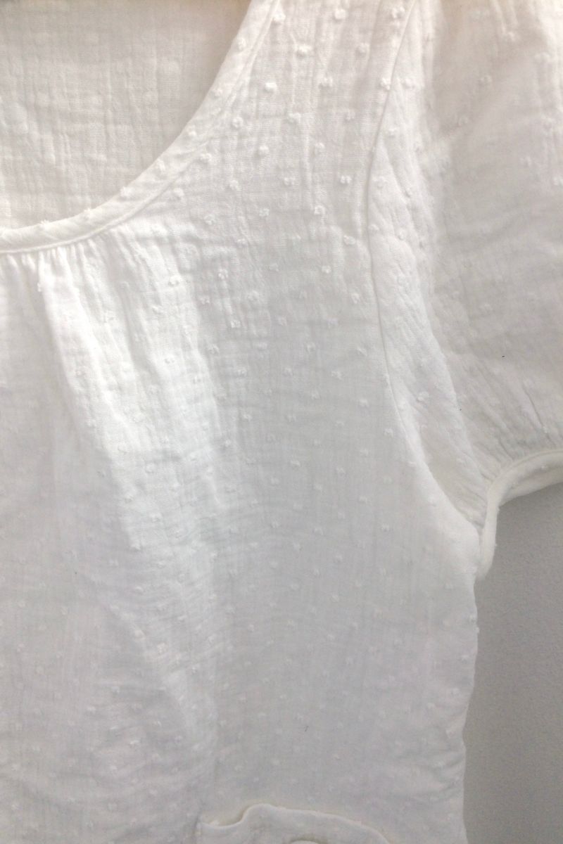 Pocket button puff blouse