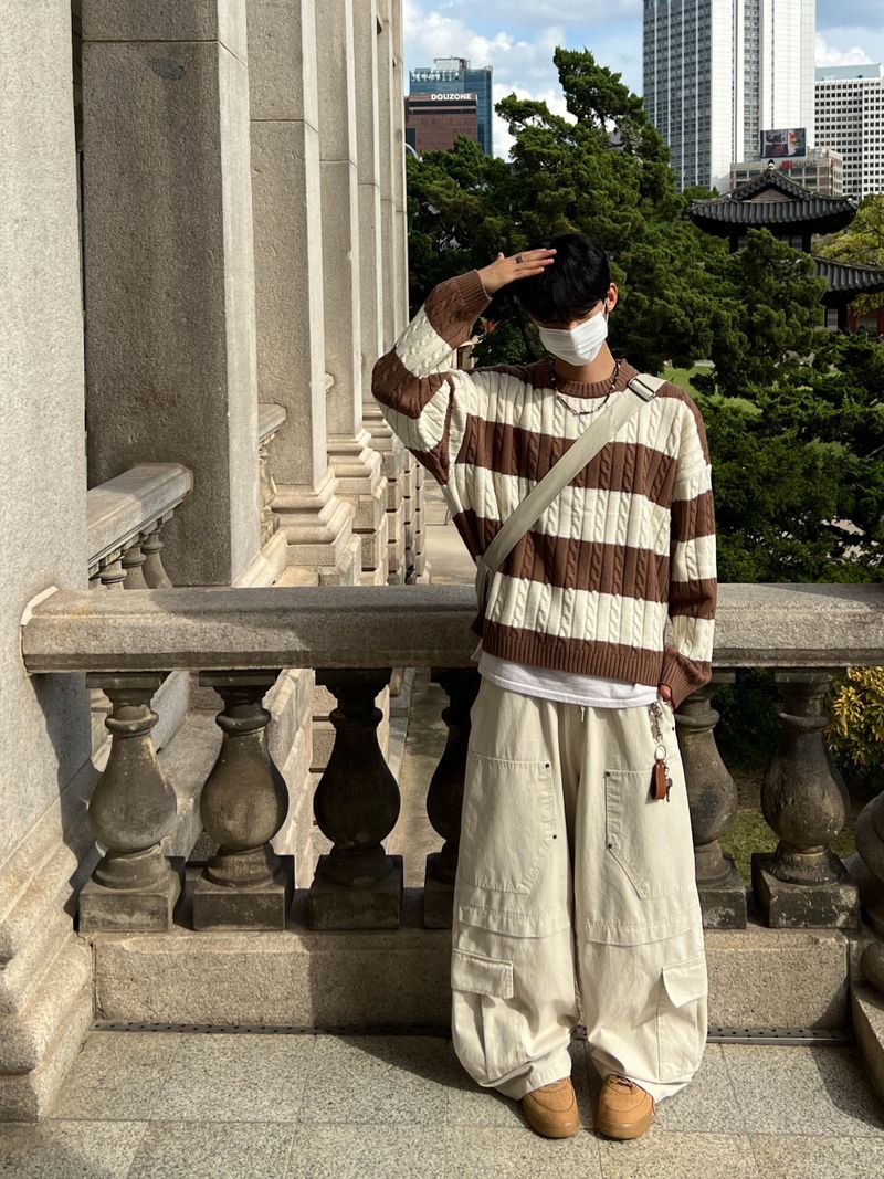 Oversized Striped Cable Knit (4 colors)