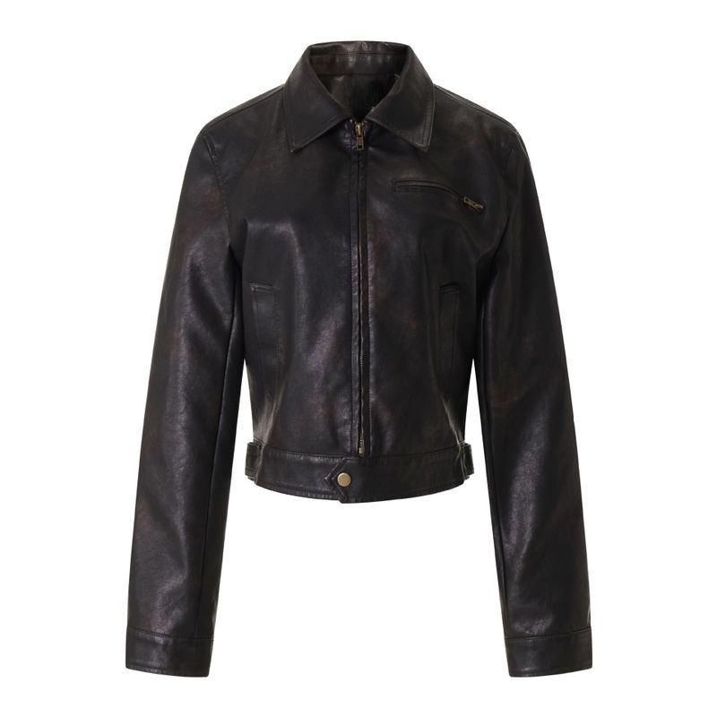Cozy&Kitsch(コージーアンドキッチ)の「Denver Black Leather Zip-Up Jacket 233313027(Jackets/Outerwear)」