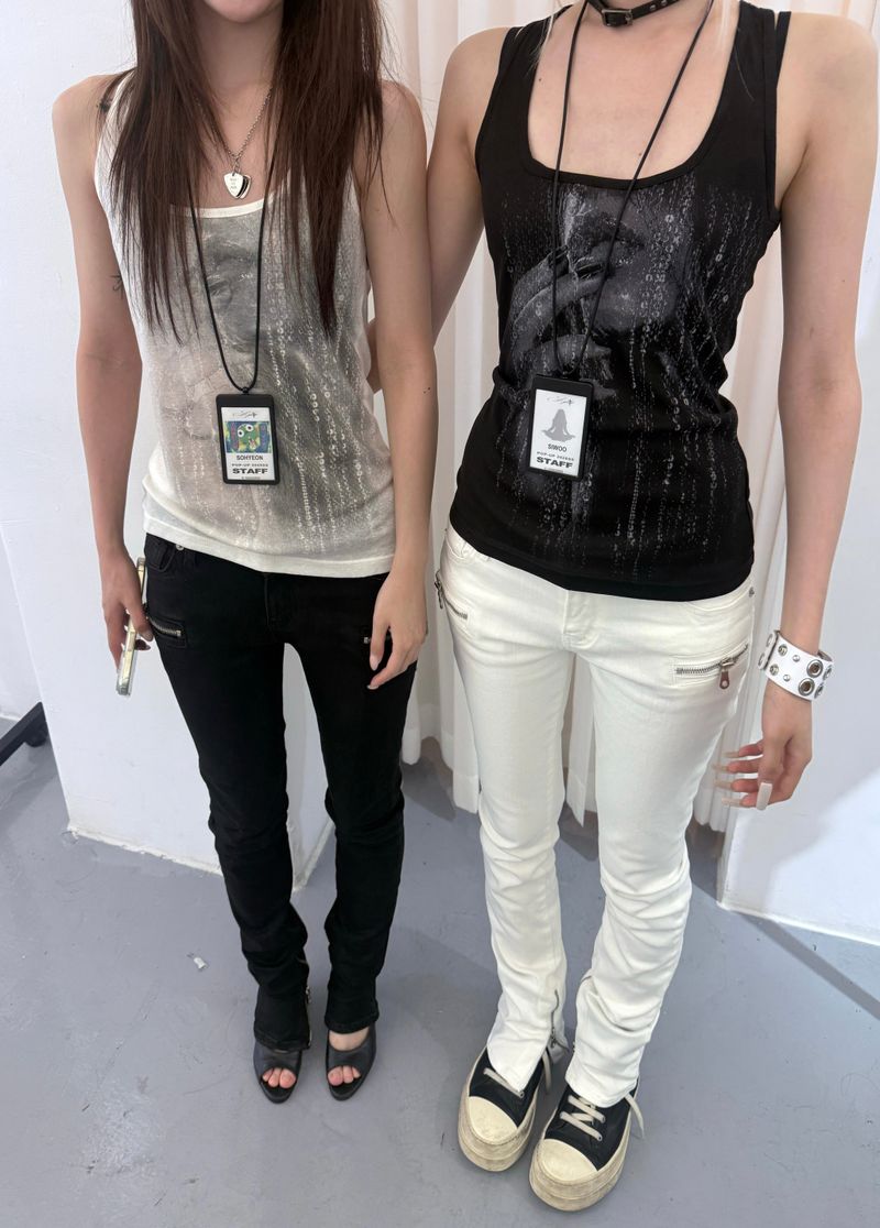 SEQUIN FACE SLEEVELESS(WHITE)