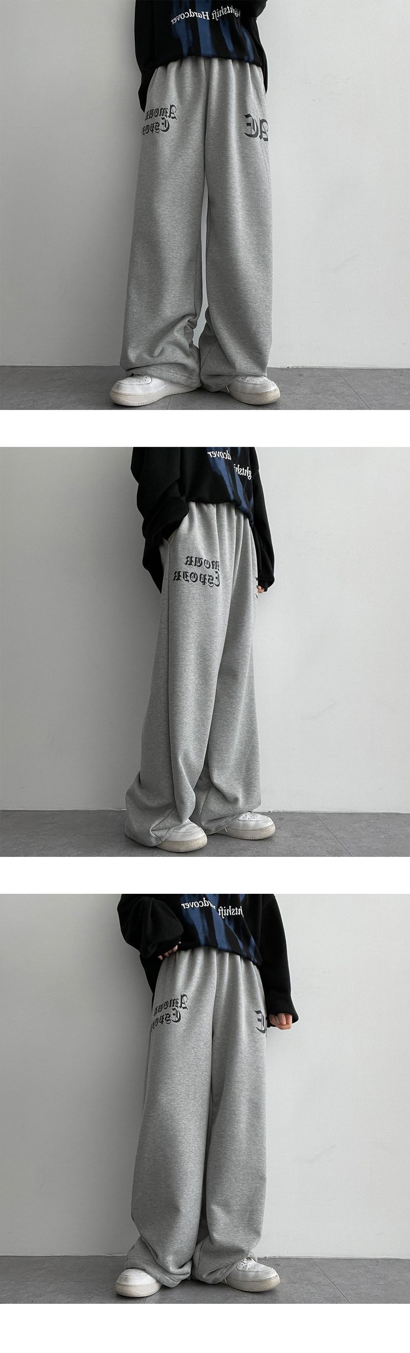 Hearts String Lettering Banded Waist Pants