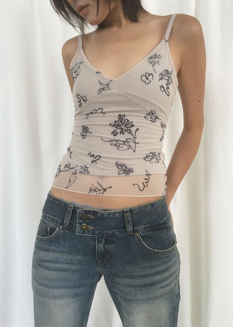 DRAWING MESH SLEEVELESS (3color)
