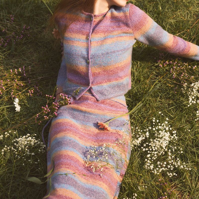 PASTEL GRADATION LONG SKIRT - PURPLE