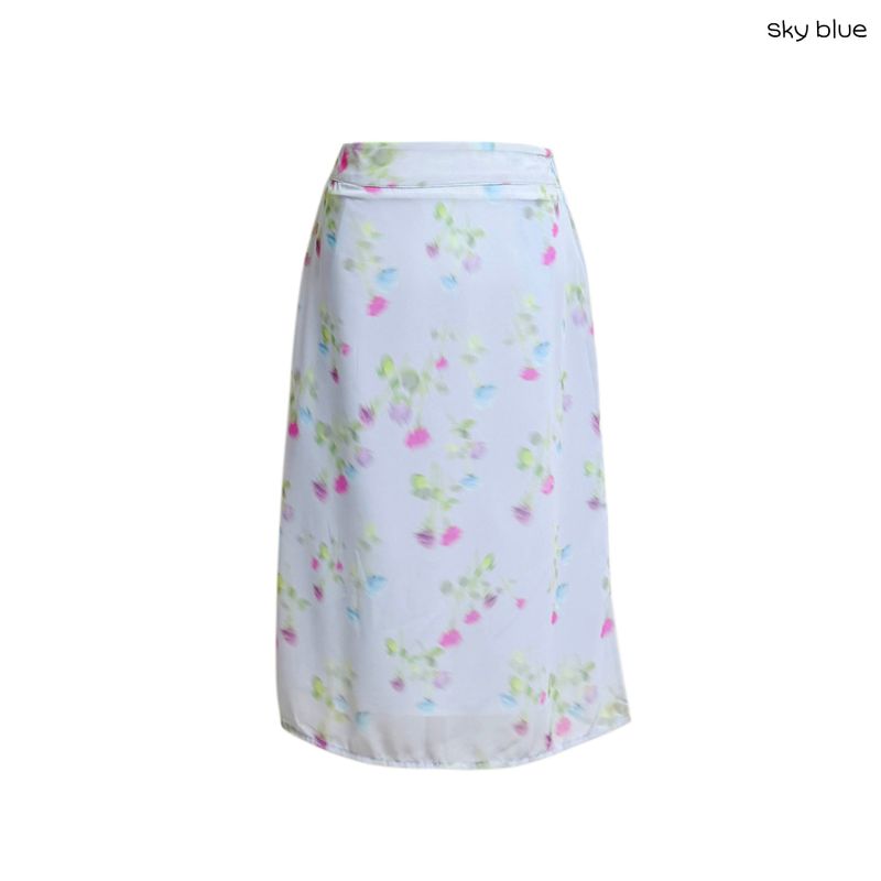 (2color) Smudge Flower Silky Skirt