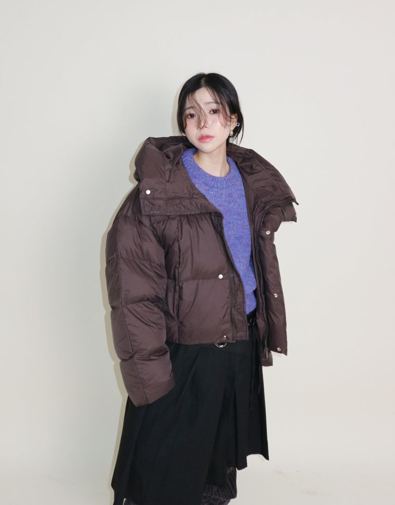 Out String Winter High-Neck Duck-Down Padded Jacket (Light Padded)