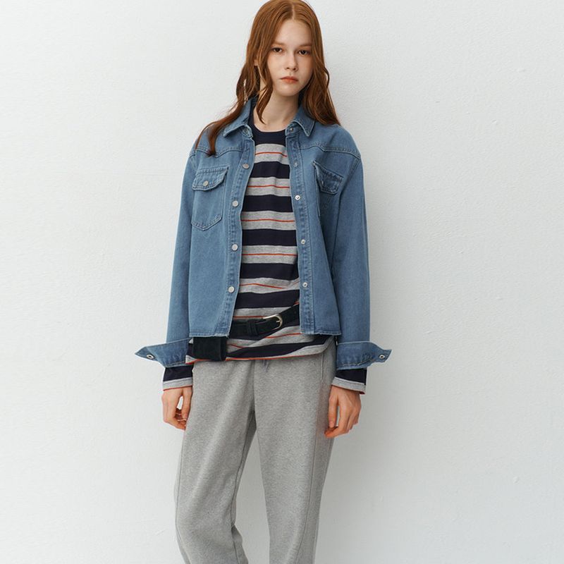 Oversized Stripe T-Shirts_Navy