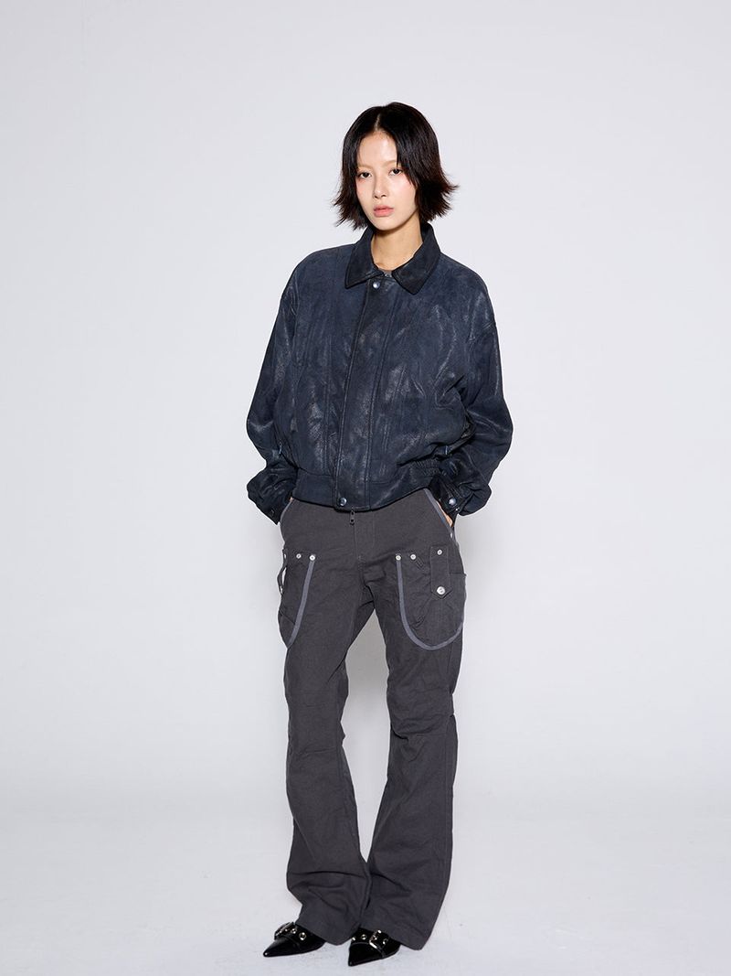 SUEDE WASHED JACKET / BLACK