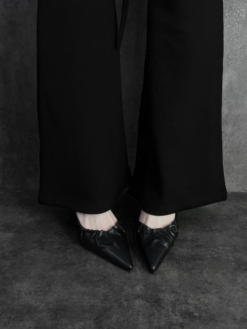 shirring leather stiletto heels (2color)