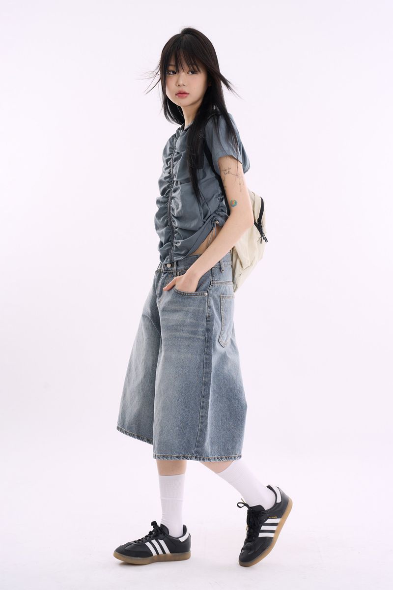 Faded vintage bermuda denim pants