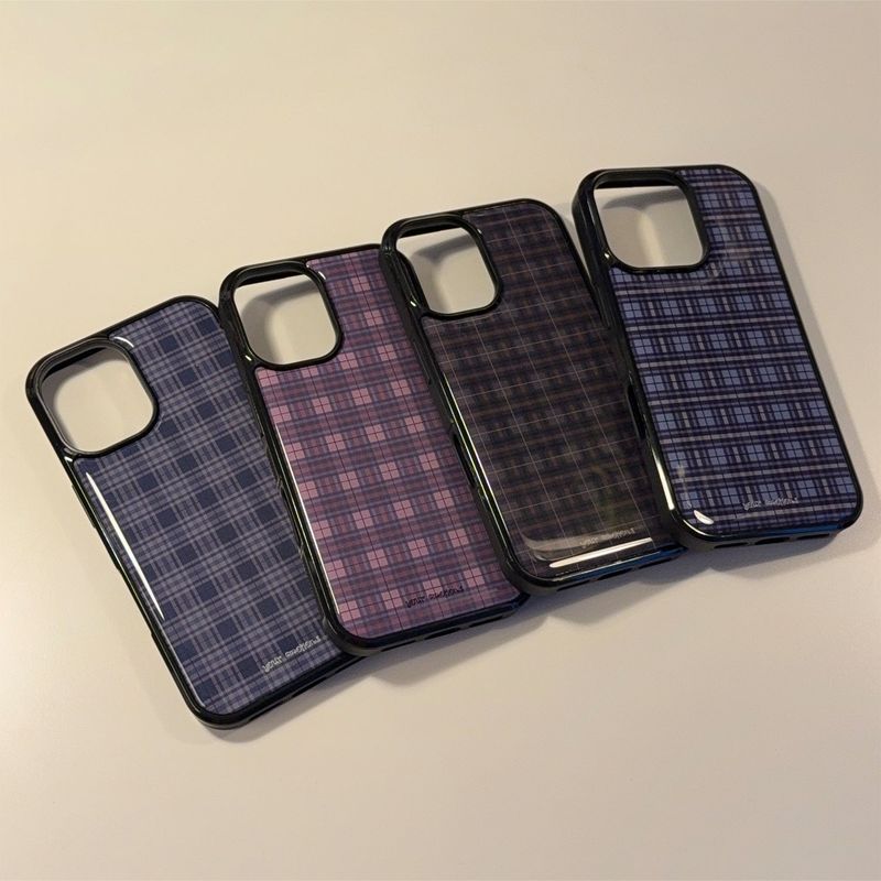 vintage check case (khaki, navy)