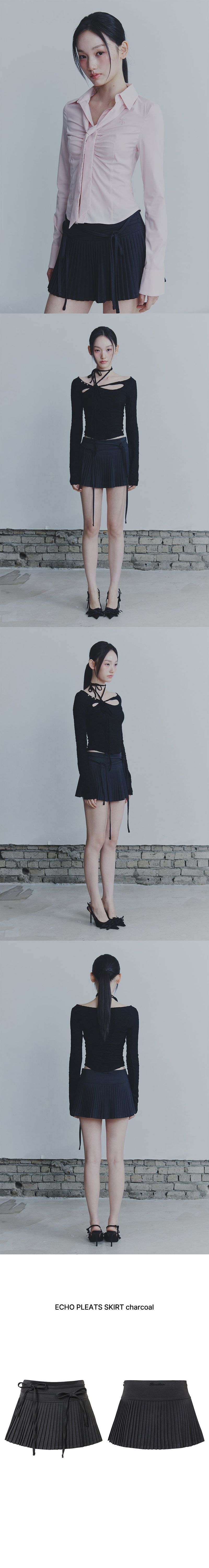 ECHO PLEATS SKIRT charcoal