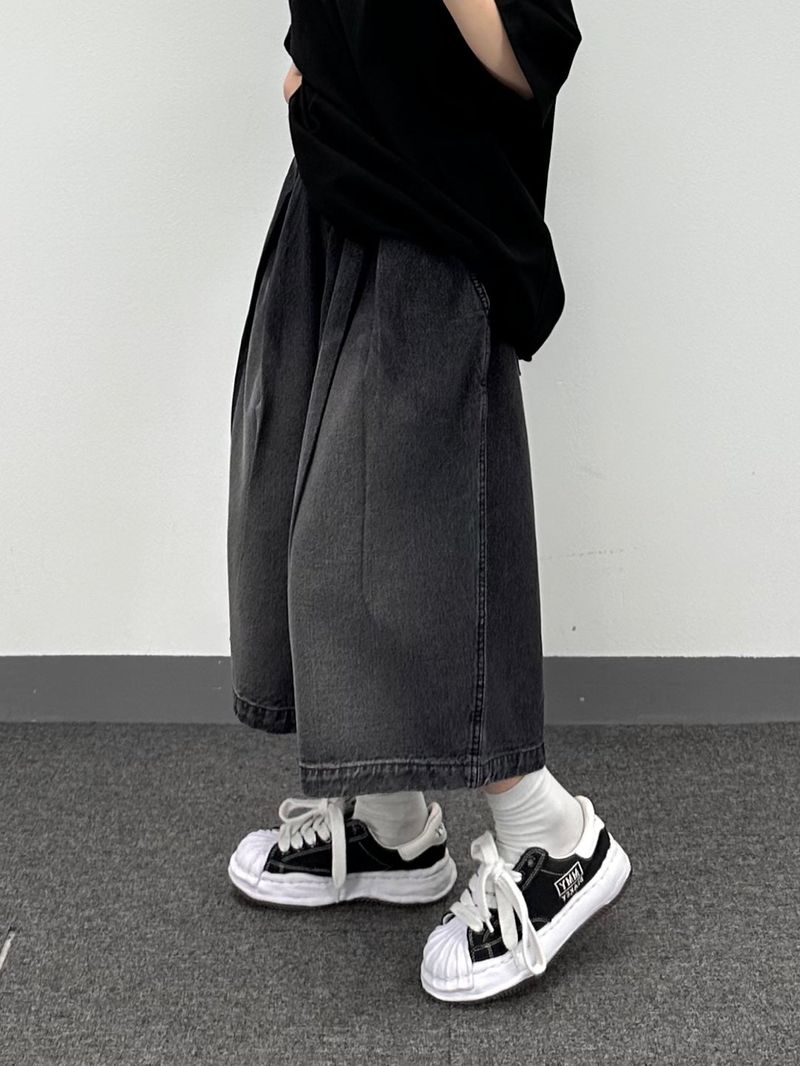 pintuck denim half pt