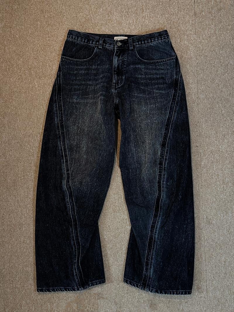 [Premium] Floppy Curved Denim Pants (Blue)
