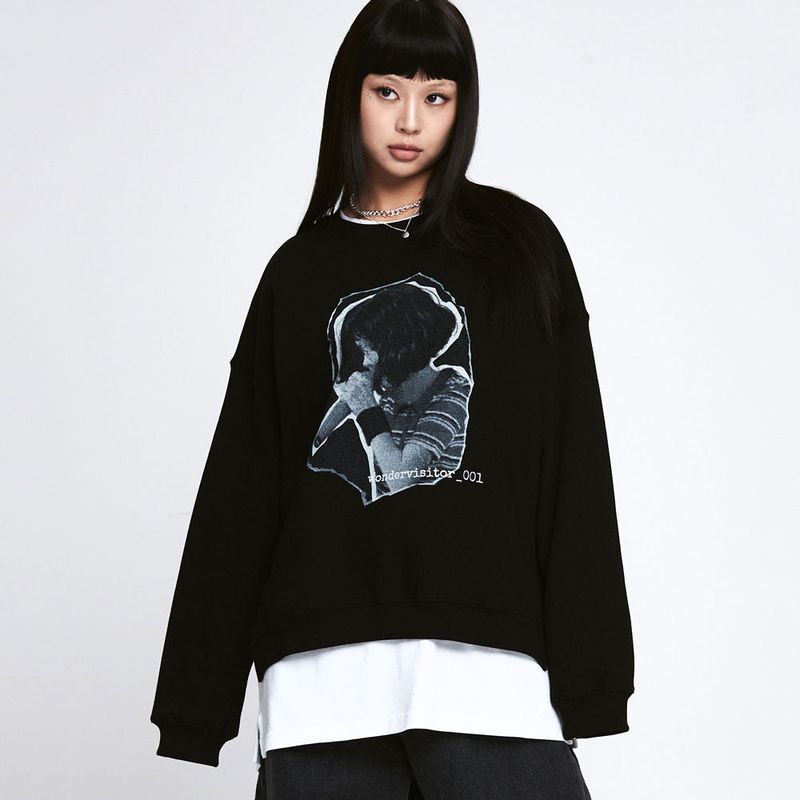 wonder visitor（ワンダービジター）の「Crying Sweatshirt [Black]（Tops）」