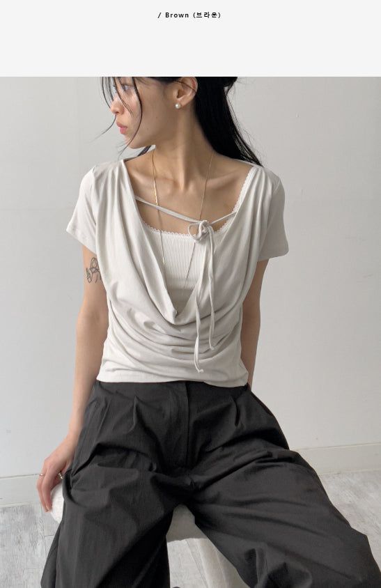 Twill Balloon Fit Wide Pants