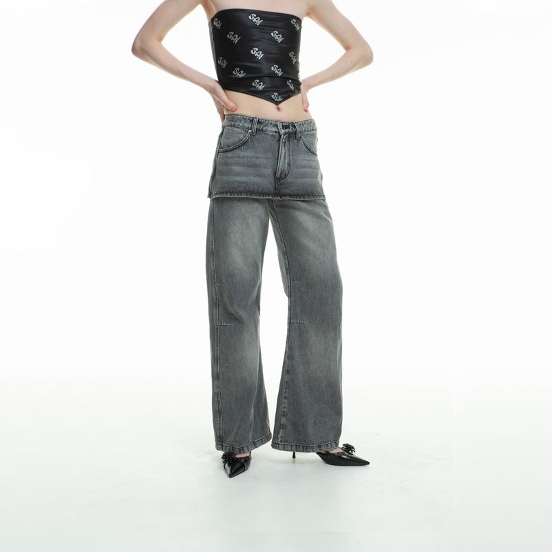 overskirt bilayer jeans