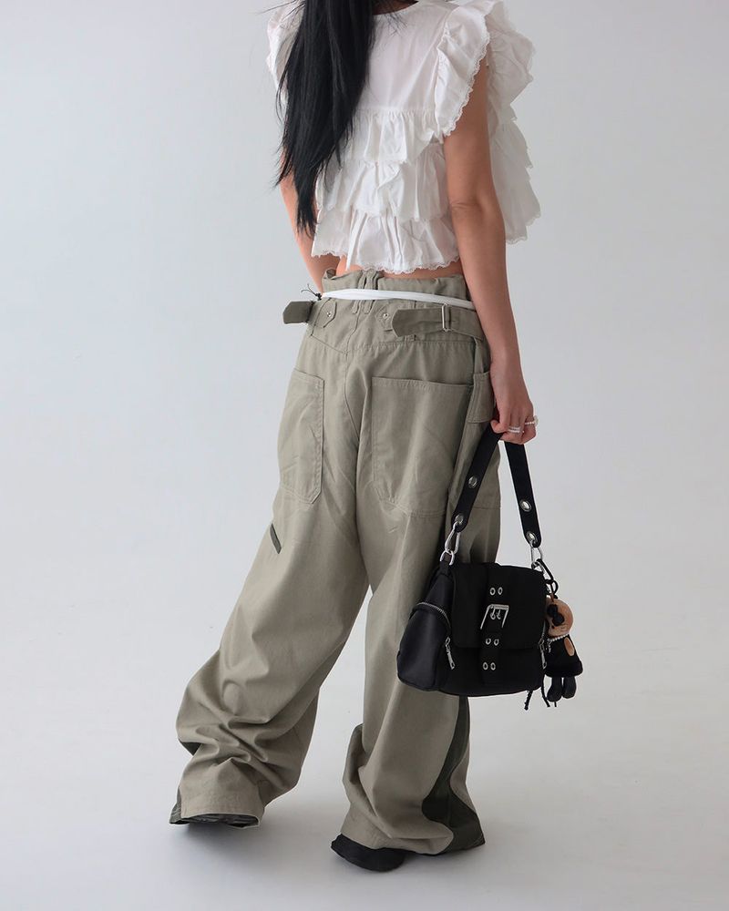 coloring string big cargo wide pants