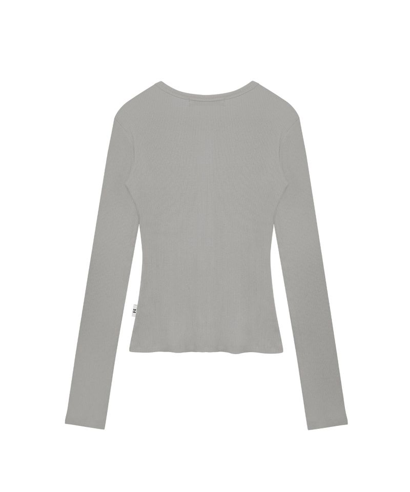 BUTTON RIBBED CARDIGAN ASH GREY