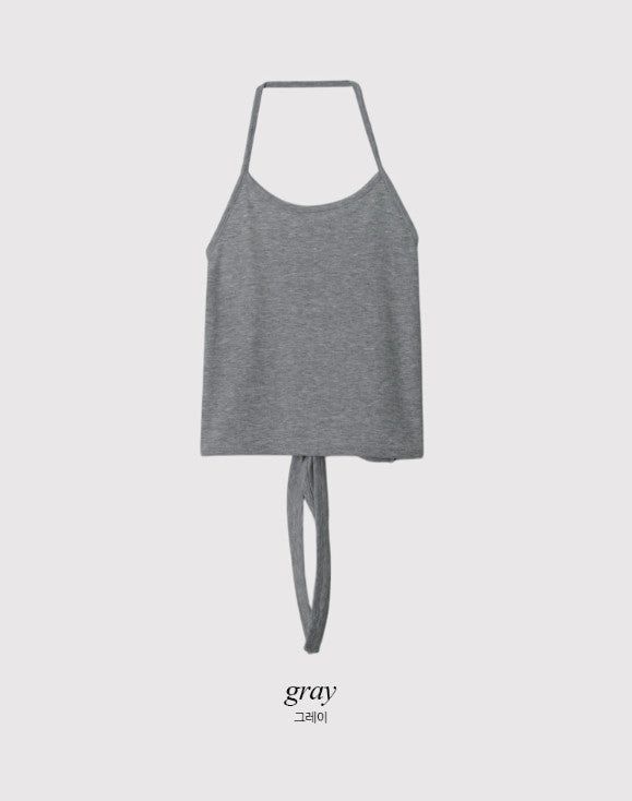Halter Neck Ribbon Layered Sleeveless (3color)