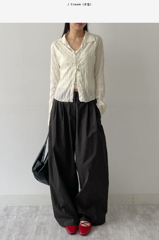 Shining Wrinkle Collar Blouse