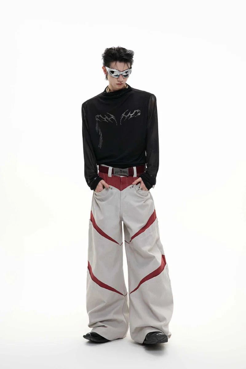Mesh Fitted Metallic Print Tee
