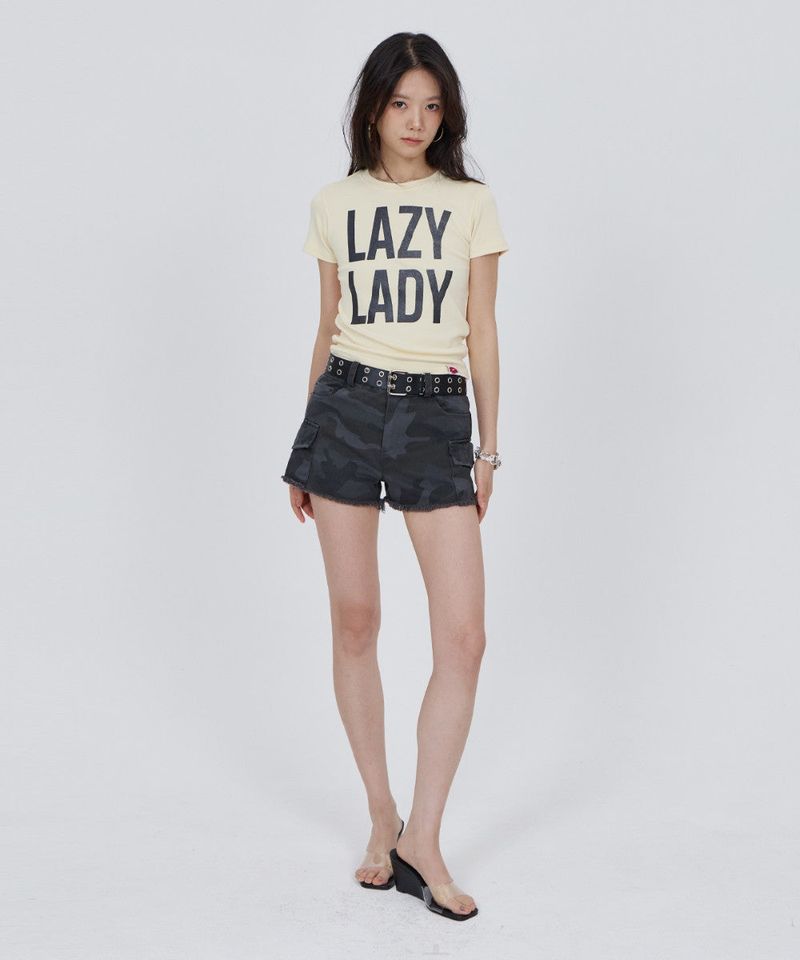 CONY WASHED CAMO CARGO SHORTS / GREY