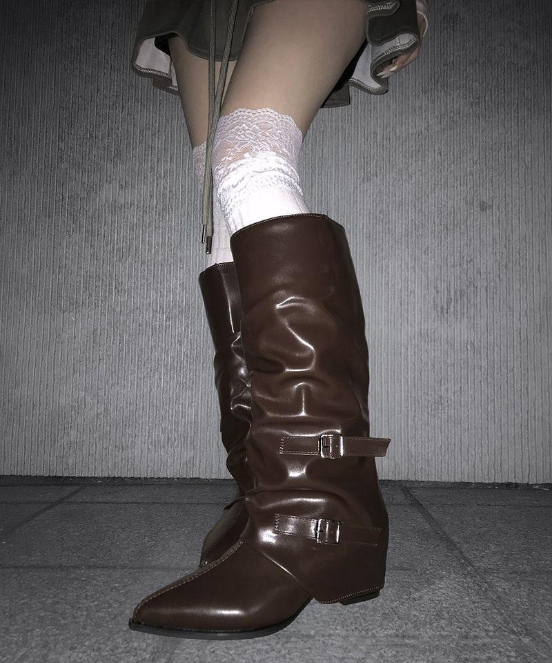 buckle shirring boots (3colors)