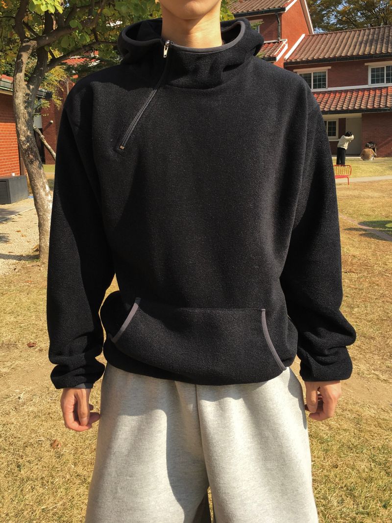 Foil fleece diagonal half-zip 4C