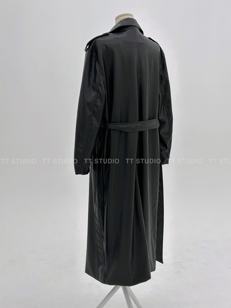 Double leather long coat
