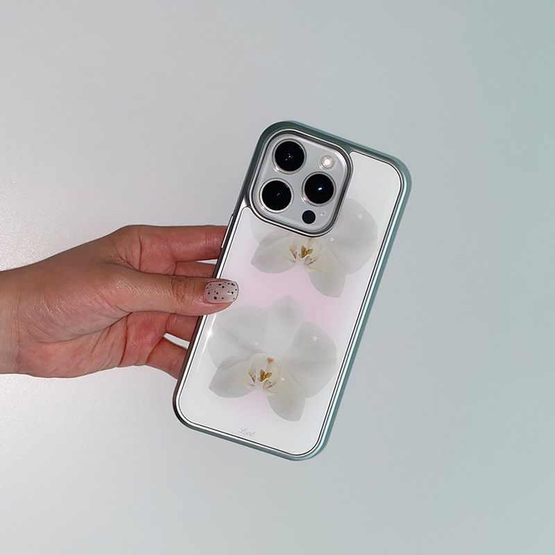 [MADE] ORCHID PHONE CASE (epoxy silver bumper)