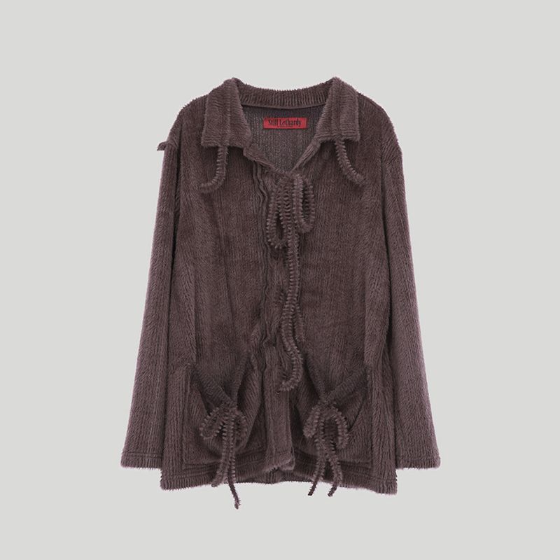 LACE-UP SHIRDIGAN: BROWN