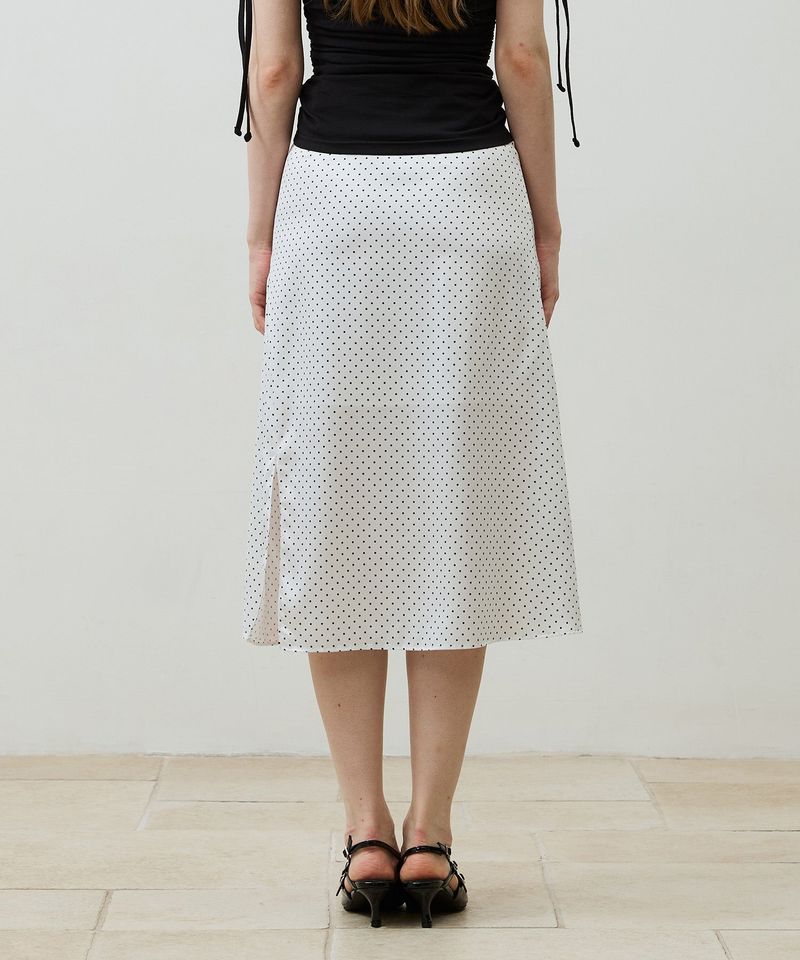 TINY DOT SLIT SKIRT / WHITE