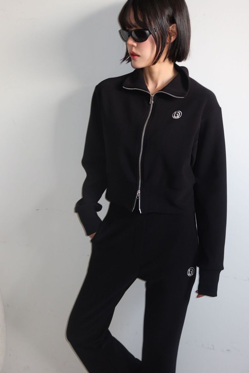 TWO-WAY FLEECE ZIP-UP_BLACK