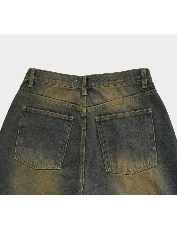 Maison washing wide denim pants