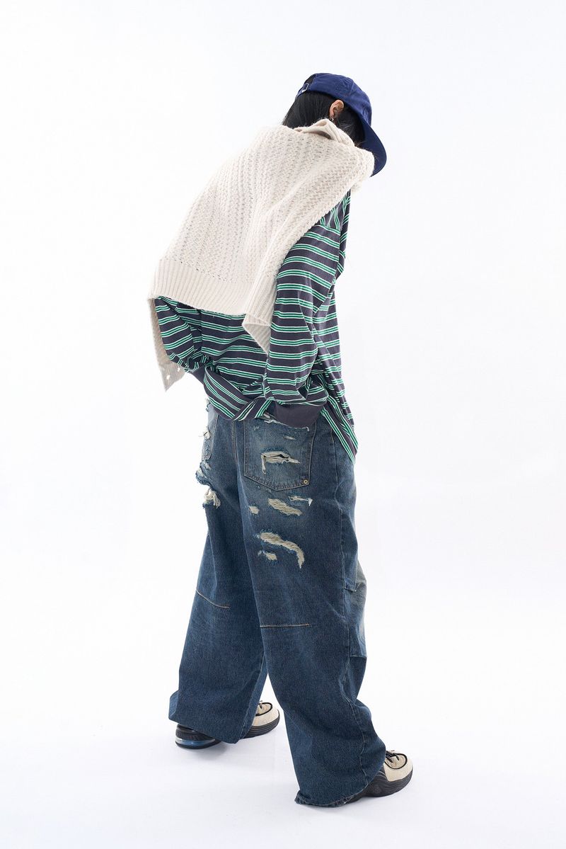 Bay vintage back parachute denim pants
