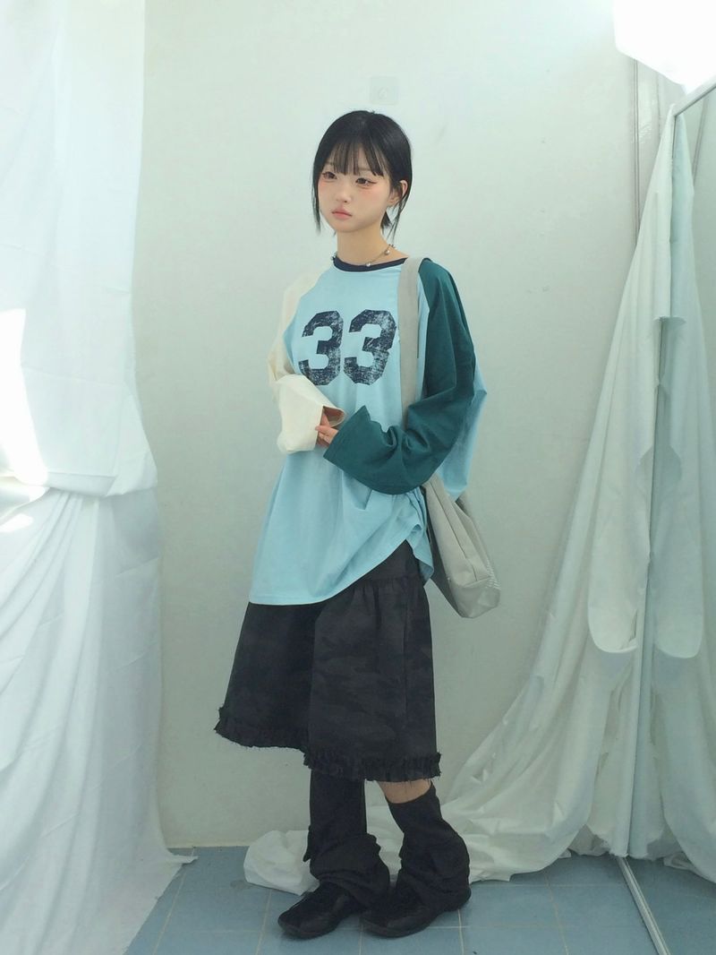 rough frill camotiered skirt