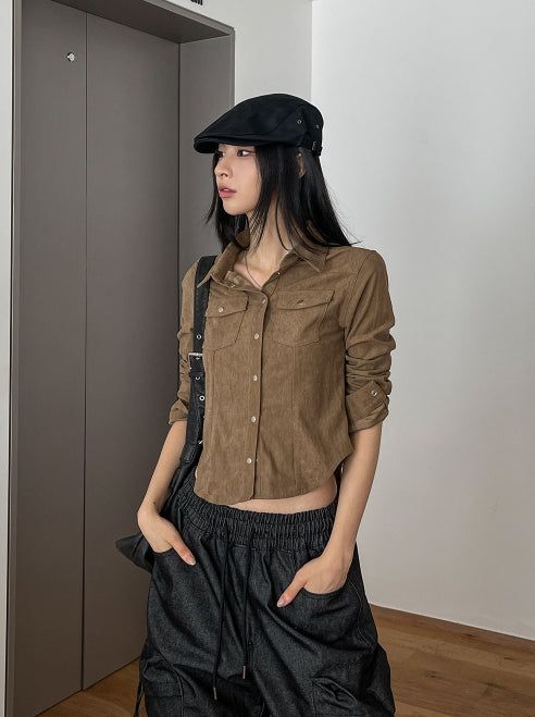 Ribbed slim-fit western shirt