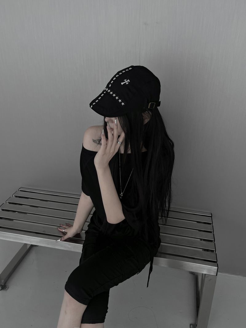 cross studded hunting cap (2color)
