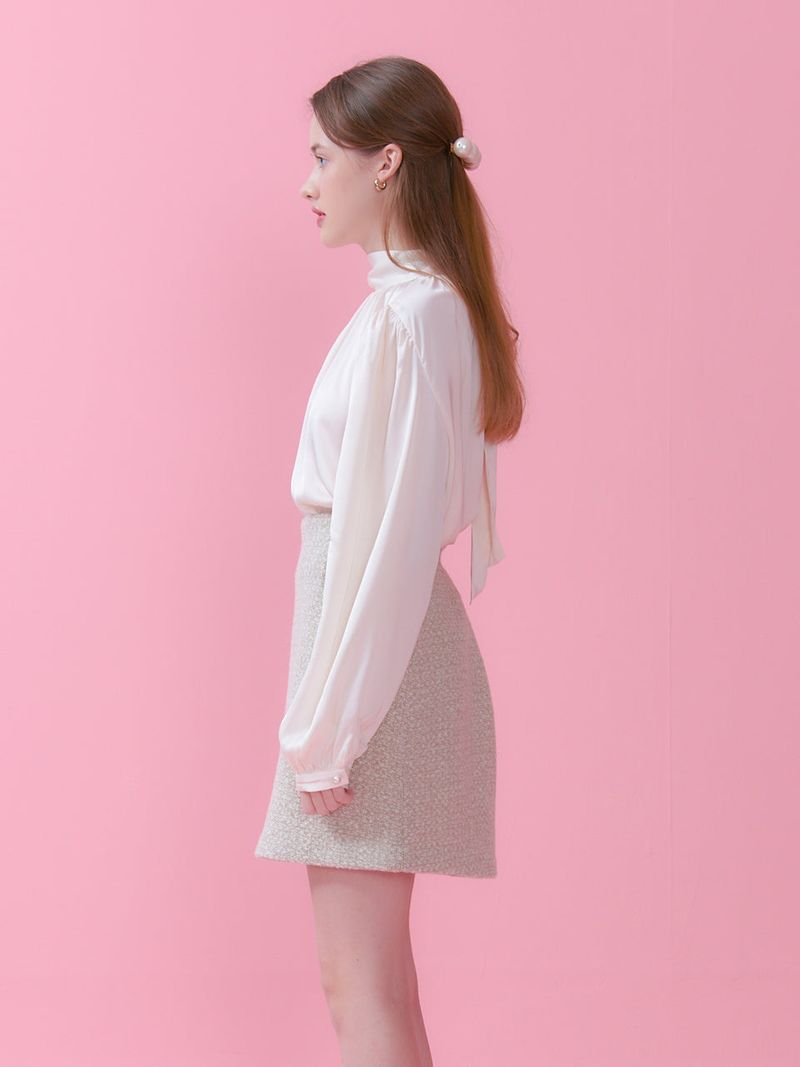 BLAIR TWEED MINI SKIRT_BEIGE