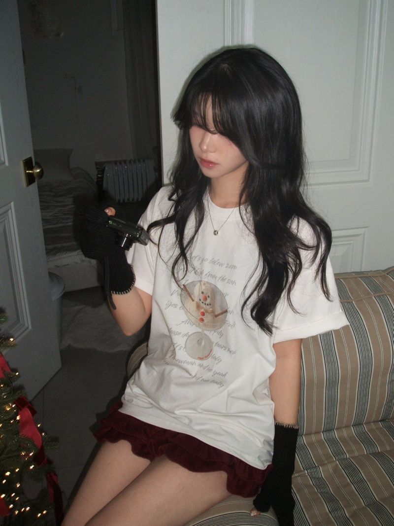 Snowman short-sleeved T-shirt